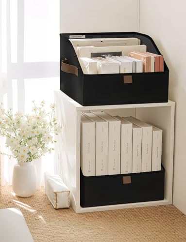 StorageWorks Closet Baskets for Shelves, Trapezoid Storage Bins, Closet Organizers and Storage, Clothes Organizing Bins, Small, Black, 3-Pack - color: Black, size: Small