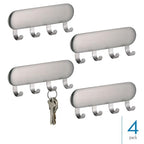iDesign Self-Adhesive Stainless Steel Key Rack with 4 Hooks - Key Holder for Wall, Set of 4, Brushed - style: Pack of 4