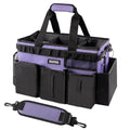 SCAVATA Wearable Cleaning Caddy Bag, Cleaning Caddy Supplies Organizer with Handle & Shoulder Straps for Housekeepers, Under Sink & Car Cleaning Tool Organizers with 4 Foldable Divider (Purple) - color: Purple
