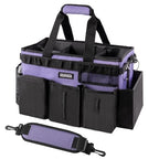 SCAVATA Wearable Cleaning Caddy Bag, Cleaning Caddy Supplies Organizer with Handle & Shoulder Straps for Housekeepers, Under Sink & Car Cleaning Tool Organizers with 4 Foldable Divider (Purple) - color: Purple