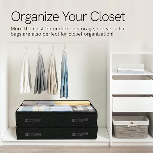 Reli. 90L Under Bed Storage Containers (4 Pack) | Closet Organizer with Clear Window | Underbed Storage Bins for Towels, Sweaters, Linens | Large Organizer for Closet (Black)