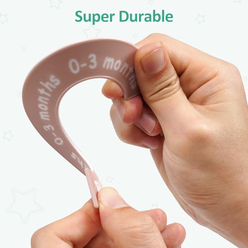 8 Pcs Baby Closet Dividers for Clothes, Round Baby Clothes Organizer, Baby Closet Organizer with Clear Size Labels, Fits Most Rods