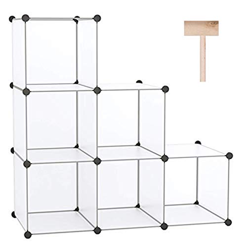 C&AHOME Cube Storage Organizer, 6-Cube Shelves Units, Closet Cabinet, DIY Plastic Modular Book Shelf, Ideal for Bedroom, Living Room, Office, 36.6" L x 12.4" W x 36.6" H Translucent White SBTM3506A - color: Translucent White