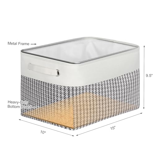 Kntiwiwo Foldable Storage Bin Collapsible Fabric Storage Basket Cube with Durable Handles Closet Organizer Bins for Organizing Shelves Drawers, Set of 3, 15" x 10" x 9.5", Houndstooth - color: Houndstooth, size: 15" x 10" x 9.5"