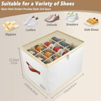 Patinao 3 Pack Shoe Storage Box Organizer for Closet - 36 Cell Space Saver Shoes Containers Bin with Clear Lids Stackable, Can Fit Ottoman, Foldable Shoe Rack Cabinet Cubby for Wardrobe - size: 3 Pack