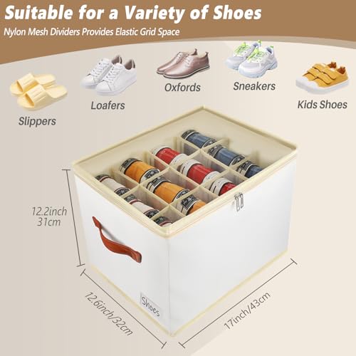 Patinao 3 Pack Shoe Storage Box Organizer for Closet - 36 Cell Space Saver Shoes Containers Bin with Clear Lids Stackable, Can Fit Ottoman, Foldable Shoe Rack Cabinet Cubby for Wardrobe - size: 3 Pack