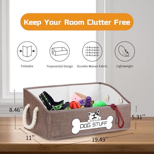 Collapsible Fabric Dog Toy Box and Storage Bin With Handle - Trapezoid Basket Chest Organizer for Pet Toys, Blankets and Accessories,Coffee - color: Coffee