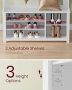 VASAGLE Hall Tree with Bench and Shoe Storage, Coat Rack with Shoe Bench, 7 Double Hooks for Jackets, Hats, Entryway, Bedroom, Living Room, 13.8 x 31.9 x 70.9 Inches, Matte White UHSR414WB01S - color: Matte White