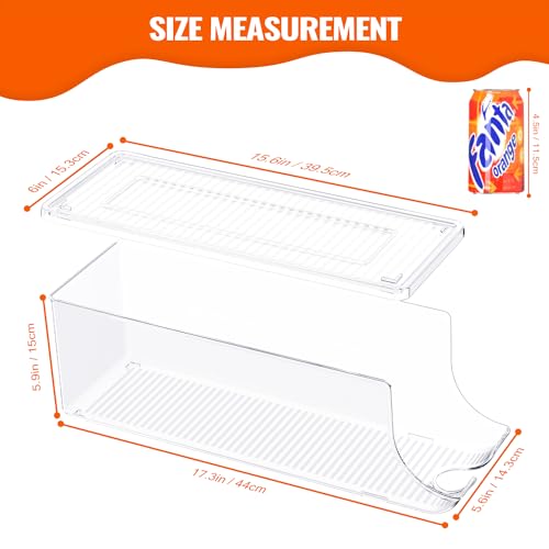 SCAVATA 4 Pack Soda Can Organizer for Refrigerator, Stackable Canned Food Pop Cans Container Can Holder Dispenser with Lid for Fridge Rack Freezer, Clear Storage Bins-Holds 12 Cans Each (Transparent) - color: Transparent