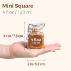 ComSaf Set of 6 Square Glass Spice Jars with Airtight Lids (4 Oz), Mini Favor Jars with Wire Clamp for Honey, Herbs & Farmhouse Kitchen Pantry Organization, with Funnel & Labels - size: 4oz*6