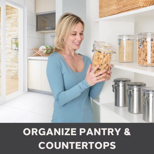 Oggi 4pc Clear Canister Set with Clamp Lids Airtight Containers in Sizes Ideal for Kitchen & Pantry Storage of Bulk, Dry Foods Including Flour, Sugar, Coffee, Rice, Tea, Spices & Herbs - size: 4-Piece Value Set