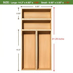 guiogc Bamboo Drawer Silverware Organizer, Flatware Organizer, Bamboo Storage Box for Office, Bathroom and other objects storage (large14.2 x5 x2 Small 9.85"x3.55"x1.78"- Set of 4) - size: 14.2" x 5" x 2" & 9.85" x 3.55" x 1.78"