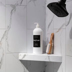 Palisade Vinyl Waterproof Corner Shower Shelf in Carrara Marble/Urban Glacier - color: Carrara Marble/Urban Glacier