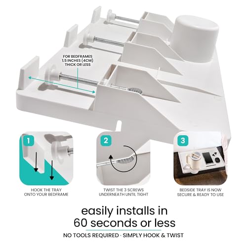 Modern Innovations Large White Bedside Shelf for Bed, 1 Count Clip On Nightstand with Cup Holder and Cord Holder, College Dorm Bunk Bed Shelf for Top Bunk or Kids Bedroom - color: White, size: X-Large