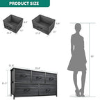 YITAHOME Dresser with 5 Drawers - Fabric Storage Tower, Organizer Unit for Bedroom, Living Room, Closets - Sturdy Steel Frame, Wooden Top - color: Cool Black Wood Grain, style: 5-Drawer