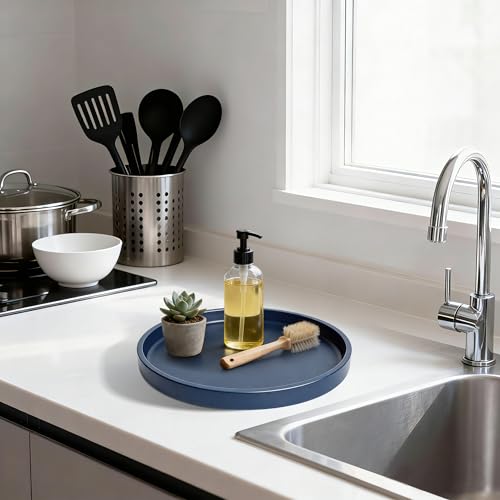 2 Pack 9" Bathroom and Vanity Tray, ABS Bathroom Counter Organizer, Coffee Table Decor for Perfume, Candles, Keys &More. Kitchen Countertop Organizer, Decorative Tray Soap Holder, Blue - color: Blue, size: 9" - 2Pcs