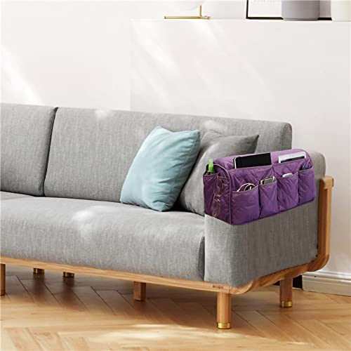 Armchair Caddy for Recliner Sofa Remote Control Holder Organizer for Recliners Purple Sofa Armrest Cover with 14 Pockets for Armchair Organizer