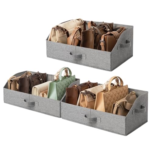 GRANNY SAYS Storage Bins for Closet, Trapezoid Storage Bins with Handles, Closet Storage Bins, Decorative Storage Boxes for Organizing Sheets Blankets Hats, Dark Gray, Jumbo, 3-Pack - color: Dark Gray, size: 19¾"L x 11"W x 7¾"H