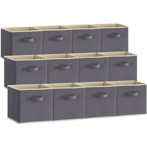 Lifewit Storage Cubes, Foldable Decorative Fabric Storage Baskets for Organizing Home Organizers with Handles for Shelves, Closet, 13 Inch Bins, 36L Gray, 12 Packs - color: Gray, size: 12pcs-13INCH