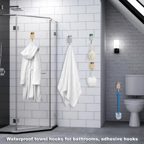 4pcs Cute Self Adhesive Towel Hooks For Bathrooms, Wall Hooks Heavy Duty For Hanging Coat, Towel,Scarf, Hat, Robes,Key,Creative Kawaii Room Decorative Cat Hook For Tiles, Glass Door or Mirror - color: 4Pcs Multicolored