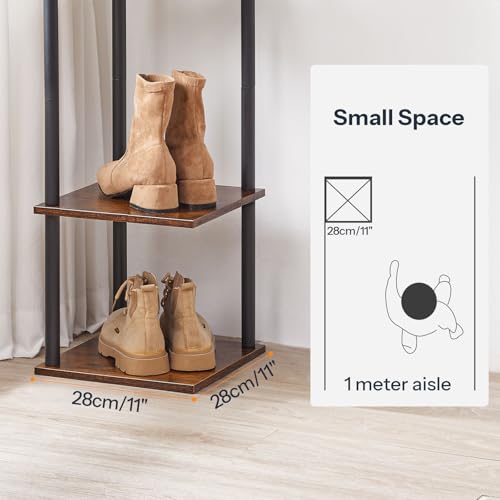 HOOBRO Vertical Shoe Rack, 10-Tier Narrow Shoe Shelf, Shoe Storage Organizer for Small Space, 11" L x 11" W x 68" H, Closet, Entryway, Hallway, Bedroom, Rustic Brown and Black BF32XJ01 - color: Rustic Brown + Black, size: 11"L x 11"W x 68"H
