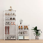 4-Tier Small Shoe Rack .Stackable Shoe Shelf Storage Organizer for Entryway Hallway Closet Bathroom Living Room (1-White) - color: White-1