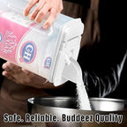 Buddeez Large Food Storage Container - 3.75 Quart Sugar Buddy, All Purpose Clear Kitchen Organization and Storage - Sugar, Flour, Cereal, Rice Dispenser, EZ Pour Spout & Easy Grip Handle (White Lid) - size: 3.5 QT