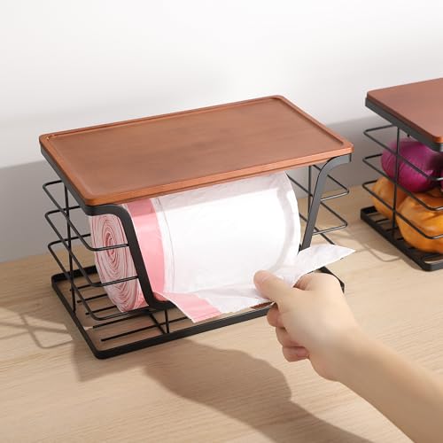 ALOCEO 2 Pack Stackable Storage Bins with Lids, Stainless Steel Extra Large Trash Bag Dispenser Roll Holder for Kitchen Sink, Laundry, Pantry Organizer and Storage, Walnut Black - color: 2-pack - Xl&l Walnut Black