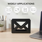 MyGift Black Metal Desktop Mail Holder with Cutout Envelope Design Home and Office Desk Letter Organizer - color: Black