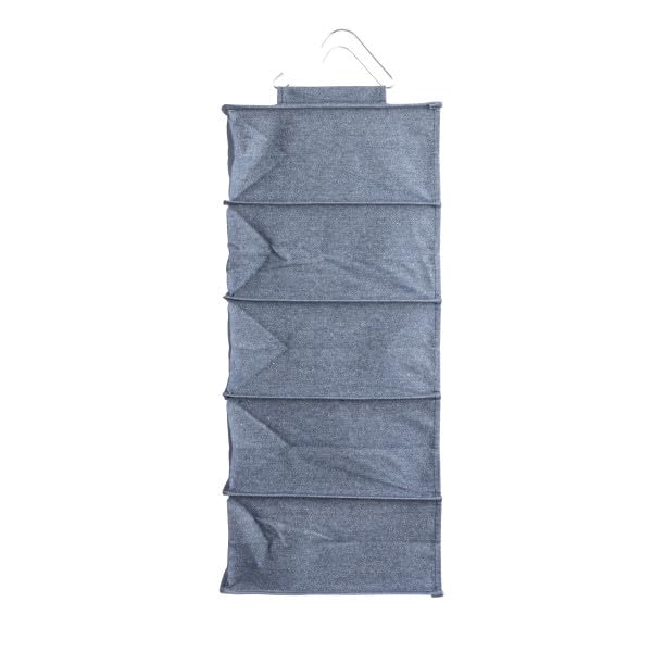 Household Essentials Hanging Cotton Blend and Plastic Closet Shoe Organizer with 10 Storage Compartments, Denim - color: Denim