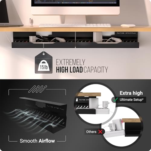 Under Desk Cable Management Tray no Drill – Wire Management - Cord Organizer – Huge Load Capacity – Under Desk Cable Tray no Drill (Black, 2 Pieces Set) - color: Black, size: 2 pieces set