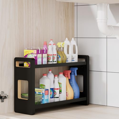 Bathroom Counter Organizer,Bathroom Counter Shelf,Bathroom Organizers,Under Sink Organizer,Cologne Organizer For Men,Cologne Cabinet,Spice Rack Organizer for Cabinet,Gifts(Black 2 Tier) - color: Black 2 Tier