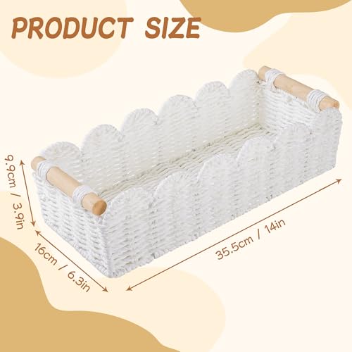 Toilet Paper Storage Basket Bathroom Counter Organizer Wicker Baskets for Organizing Cute Basket for Bedroom Nursery Room Kitchen Bathroom Decor-White - color: White