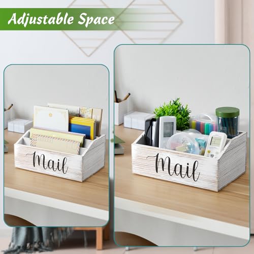 DRASTAR Mail Organizer Countertop, Mail Holder with 4 Slots, Mail Sorter Organizer for Desk, Envelope Holder for Home Office, Retro White - color: Retro White, size: 4 Slots