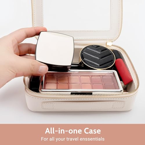 Aveniee Clear Makeup Bag Set (2-Piece Mini & Midi) - Travel Toiletry Organizer for Women, Waterproof Cosmetic Pouch & Car Accessory for Travel Size Toiletries, White - color: Off-White, style: Compact Duo