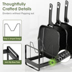 MUDEELA Pot Rack Pan Organizer inside Cabinet - Expandable Pot Lid Organizer for Cabinet with 12 Adjustable Dividers, Cutting Board Organizer Holder Baking Rack Kitchen Cabinet Storage Organization - style: 12 Dividers-Upgrade