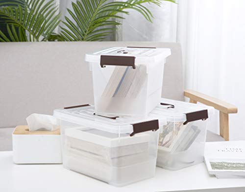 4 Pack-Plastic Storage Bins with Lids and Handle, Clear Plastic Latching Box for Storage, Stackable Storage Containers for Organizing, Multi-Purpose, 7 Quart - color: Clear