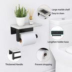 Gypie Marble Toilet Paper Holder with Shelf, 304 Stainless Steel Screw Wall Mounted, Tissue Roll Holder for Bathroom Washroom Matte Black - color: Black, size: 1 Roll