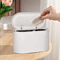 LTWQLing Mini Trash Can with Lid - Removable Small Garbage Can, Tiny Plastic Trash Bin, Pop Up Countertop Wastebasket, Counter Garbage Lint Bin for Bathroom,Office,Kitchen,Desk,Coffee Table(White) - color: White