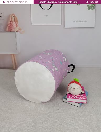 Laundry Hamper Large Canvas Fabric Lightweight Storage Basket/Toy Organizer/Dirty Clothes Collapsible Waterproof for College Dorms, Boys and Girls Bedroom,Bathroom(Unicorn) - color: Unicorn