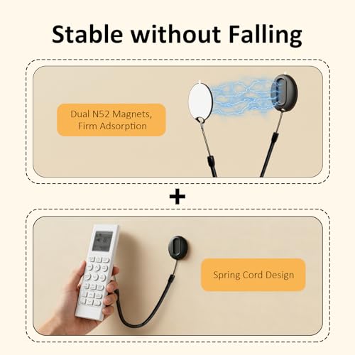 Magnetic Remote Control Holder with Security Cable Self-Adhesive Wall Mount, 3 Pack Silicone Organizer Retractable Anti-Loss Storage Wall Holder for TV, Fan and Air Conditioner Remote Control Black - color: 3 Black, size: Square