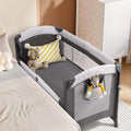 ELEMARA Wide Baby Bassinet Bedside with Diaper Changer,Long Next to Bed Crib with Mattress,Sheet,Music, Playpen Travel Bed with Storage (3 in 1 Baby Bassinet, 3 in 1 Full) - style: 3 in 1 Baby Bassinet