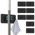8 Pack Stainless Steel Mop Clips – Heavy Duty Wall Mounted Broom Holders, Rustproof & Tool-Free Install with Back Adhesive or Glue for Home and Garage - color: BLACK-8PCS
