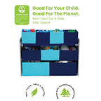 Delta Children Deluxe Multi-Bin Toy Organizer with Storage Bins, Grey/Blue Bins - color: Grey/Blue Bins, style: Organizer