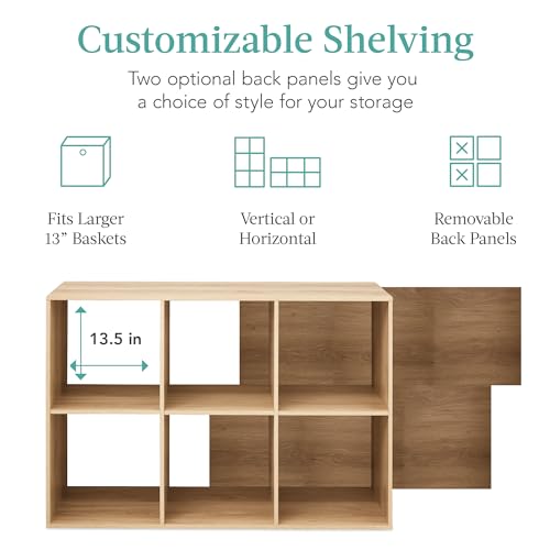 Best Choice Products 6-Cube Storage Organizer, 13.5in Shelf Opening, Bookcase, Display Shelf, Customizable w/ 3 Removable Back Panels – Light Oak - color: Light Oak, size: 6-Cube, 13.5in Shelf Opening