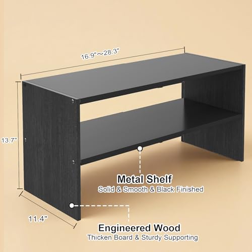 Black Shoe Rack Organizer for Closet, 2-Tier Expandable Shoe Shelf, Stackable Iron Wood Combination Small Shoe Racks Shelves for Closets, Entryway,Small Space,Hallway,Garage,6-12 Pairs - color: Black, size: 1 Pack (2 Tier)