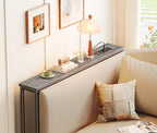 SUPERJARE 5.7 Inch Console Table with Outlet, Sofa Table, Behind Couch Table, 5.7 x 39.4 x 29.7 Inches, Metal Frame, Charging Station, Charcoal Gray - color: Charcoal Gray, size: 5.7''D x 39.4''W x 29.7''H
