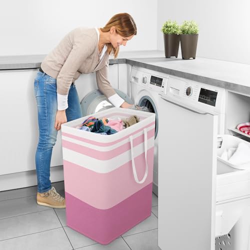 StorageRight Large Collapsible Laundry Basket Hamper with Easy Carry Handles，Freestanding Clothes Hampers for Laundry, Bedroom, Dorm, Towels, Toys, 125L, Pink - color: Pink, size: 125L