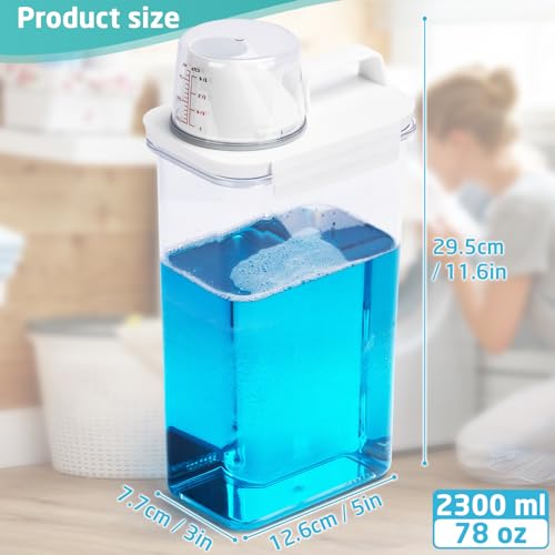 Laundry Detergent Dispenser-1 Pack, 78 oz Detergent Dispenser with 4 Removable Labels, Laundry Soap Dispenser for Laundry Room Organization and Storage, BPA Free & PET Plastic Clear - size: 78 Ounce (Pack of 1)