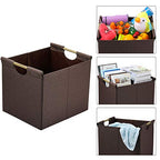 HOONEX Large Collapsible Storage Bins, Linen Fabric, 2 Pack, Storage Baskets with Wooden Carry Handles and Sturdy Heavy Cardboard, for Home, Office, Car, Nursery, Brown - color: Brown